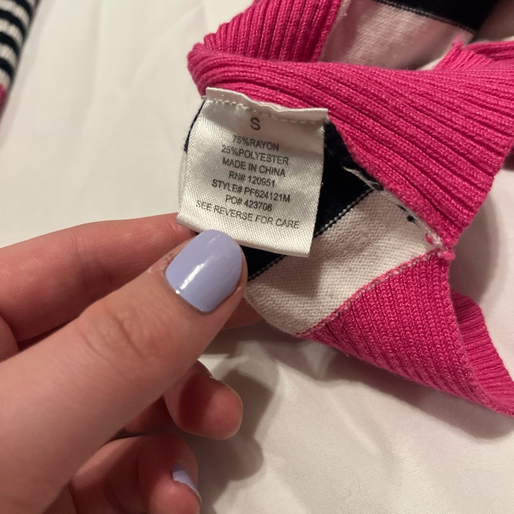 Pink Rose Striped Sweater with Pink Accents - Picture 7 of 8